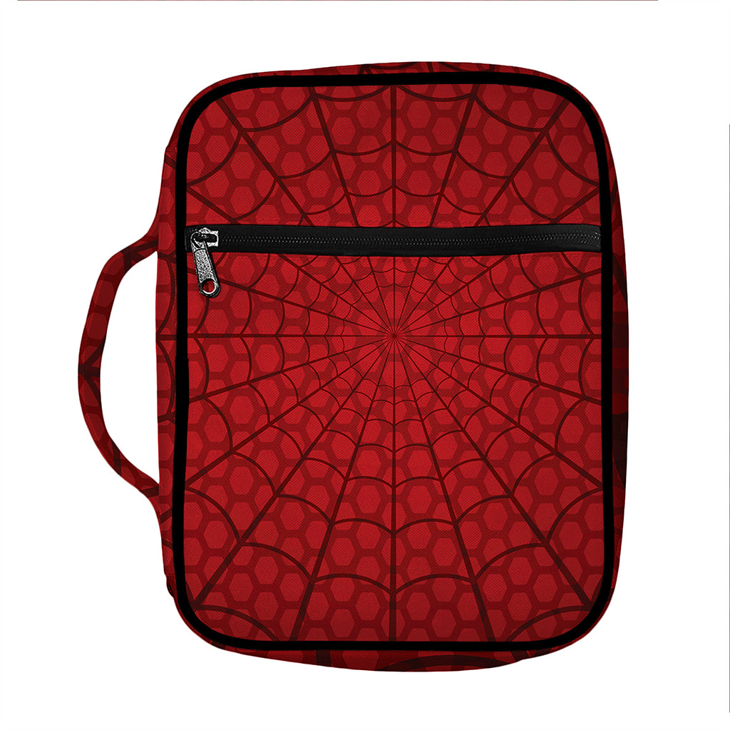 Red Spider Web Print Front Pocket Bible Bag