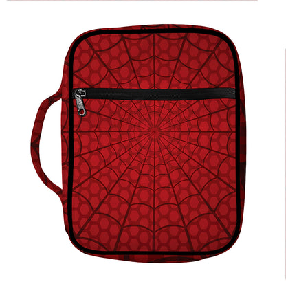 Red Spider Web Print Front Pocket Bible Bag