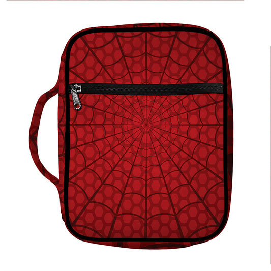 Red Spider Web Print Front Pocket Bible Bag