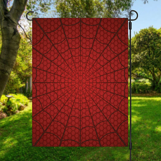 Red Spider Web Print Garden Flag