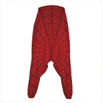 Red Spider Web Print Hammer Pants