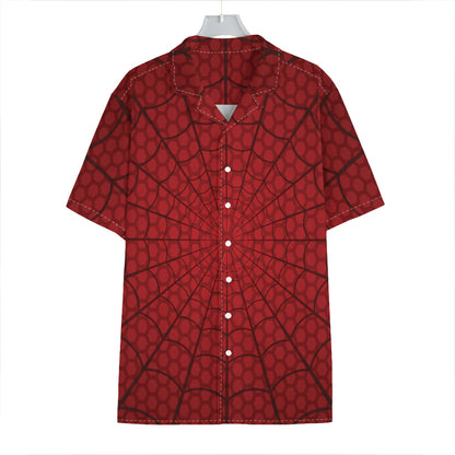 Red Spider Web Print Hawaiian Shirt