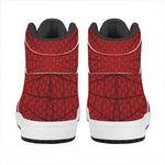 Red Spider Web Print High Top Leather Sneakers