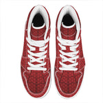 Red Spider Web Print High Top Leather Sneakers