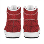 Red Spider Web Print High Top Leather Sneakers