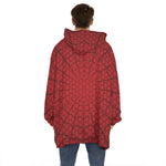 Red Spider Web Print Hoodie Blanket