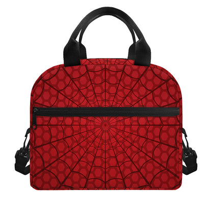 Red Spider Web Print Insulated Lunch Bag