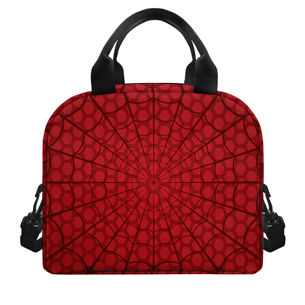 Red Spider Web Print Insulated Lunch Bag
