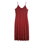 Red Spider Web Print Jersey Midi Cami Dress