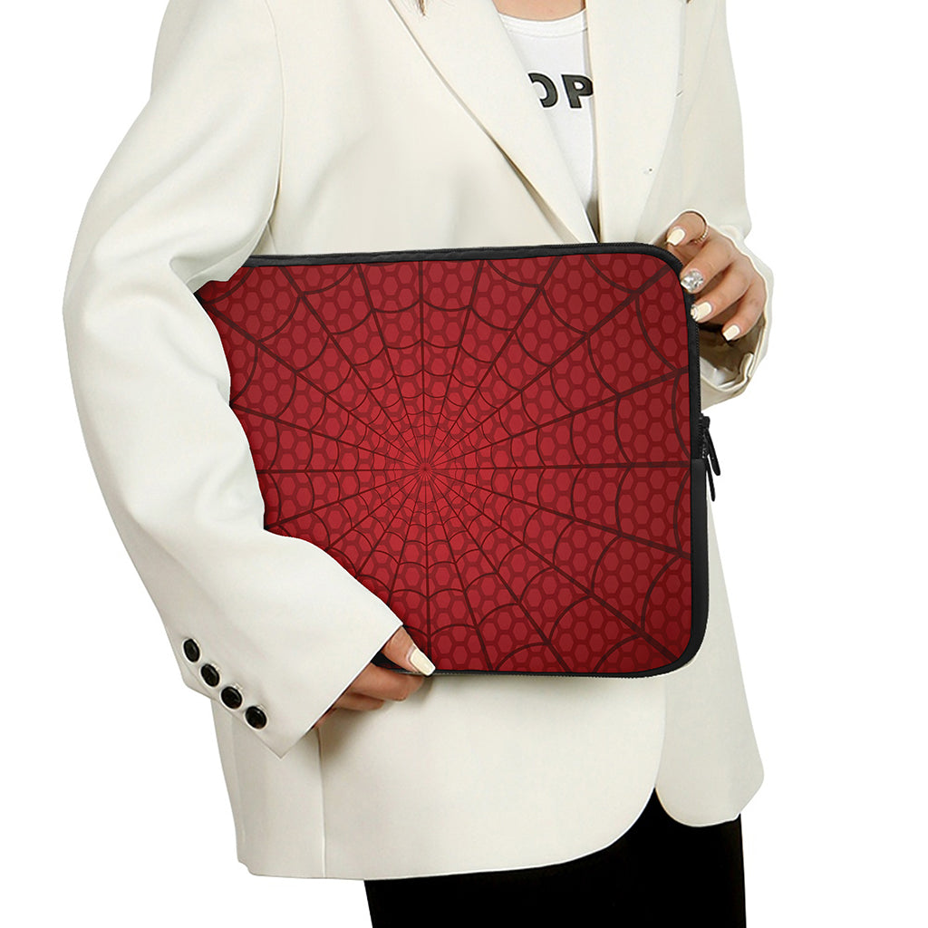 Red Spider Web Print Laptop Sleeve