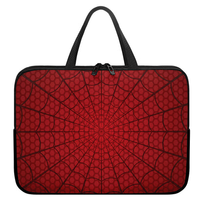 Red Spider Web Print Laptop Sleeve With Handle