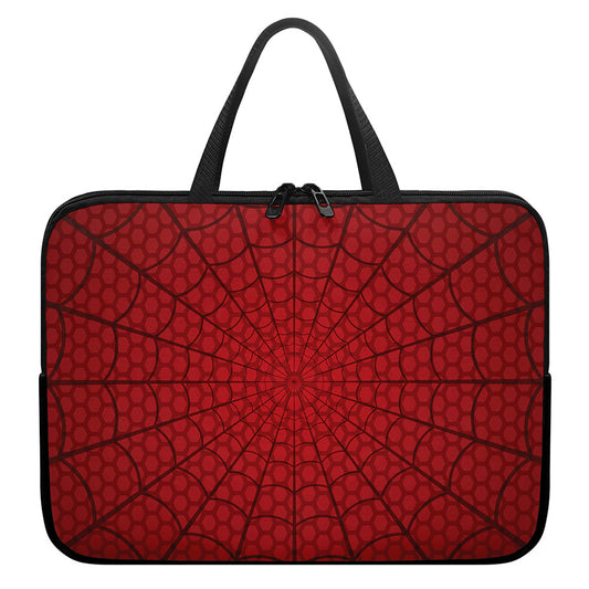 Red Spider Web Print Laptop Sleeve With Handle