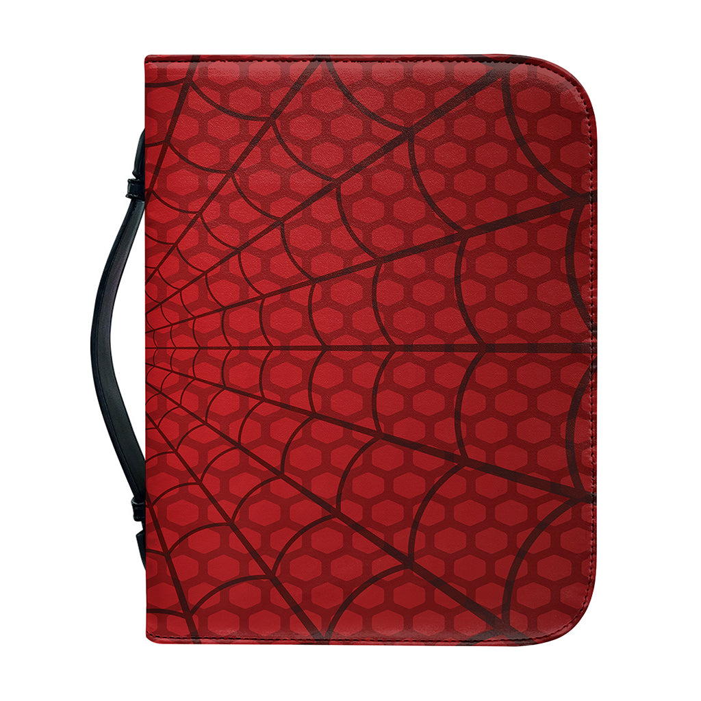 Red Spider Web Print Leather Bible Cover