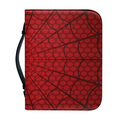Red Spider Web Print Leather Bible Cover