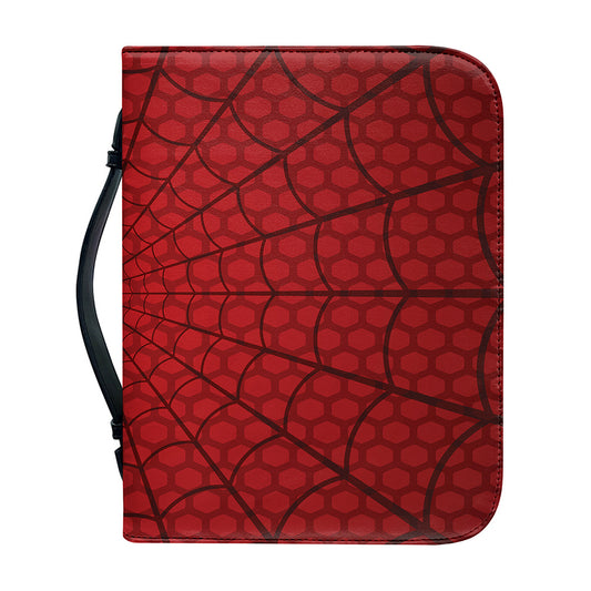 Red Spider Web Print Leather Bible Cover