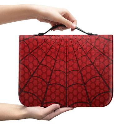 Red Spider Web Print Leather Bible Cover