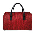 Red Spider Web Print Leather Duffel Bag