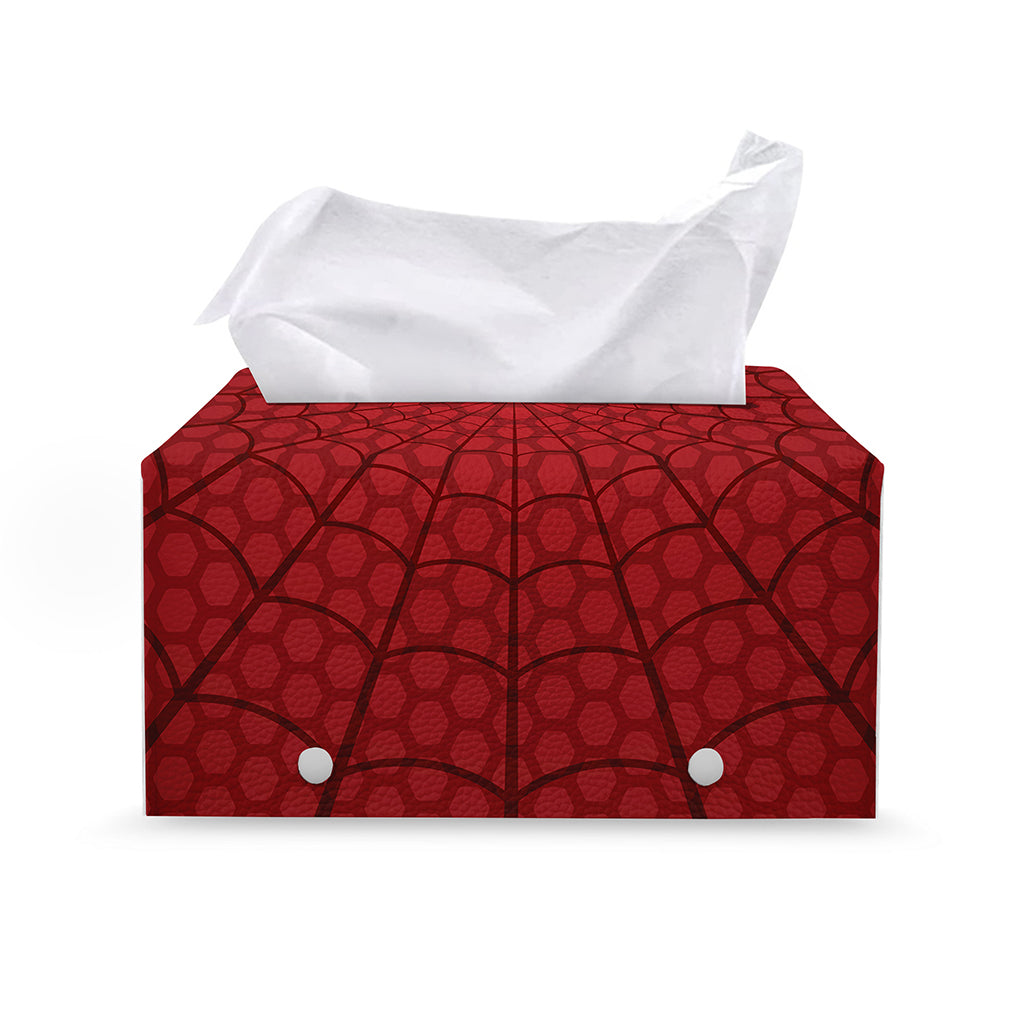 Red Spider Web Print Leather Tissue Box Cover