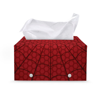 Red Spider Web Print Leather Tissue Box Cover
