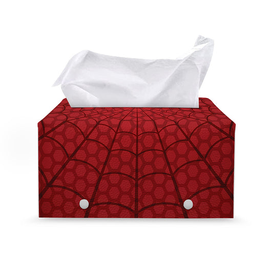 Red Spider Web Print Leather Tissue Box Cover