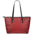 Red Spider Web Print Leather Tote Bag With Zipper