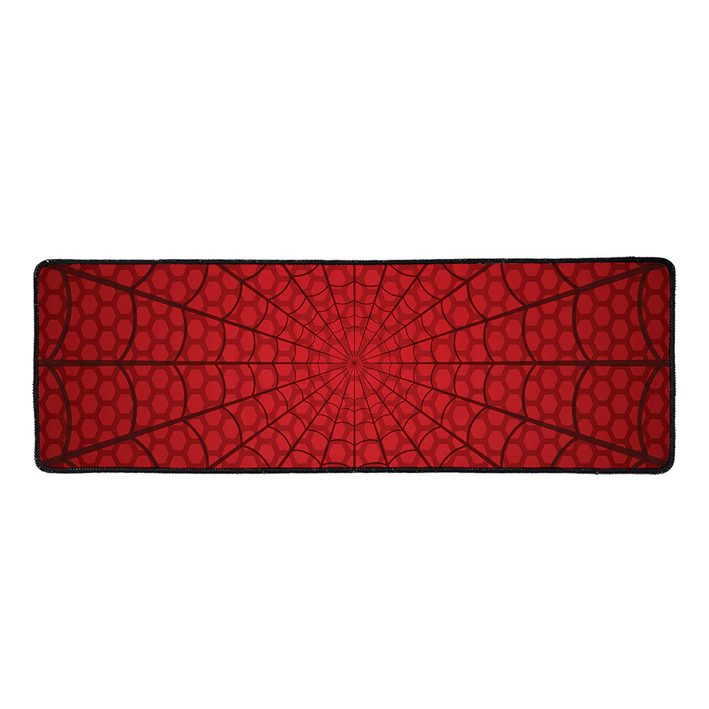 Red Spider Web Print Long Kitchen Mat