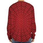 Red Spider Web Print Long Sleeve Baseball Jersey