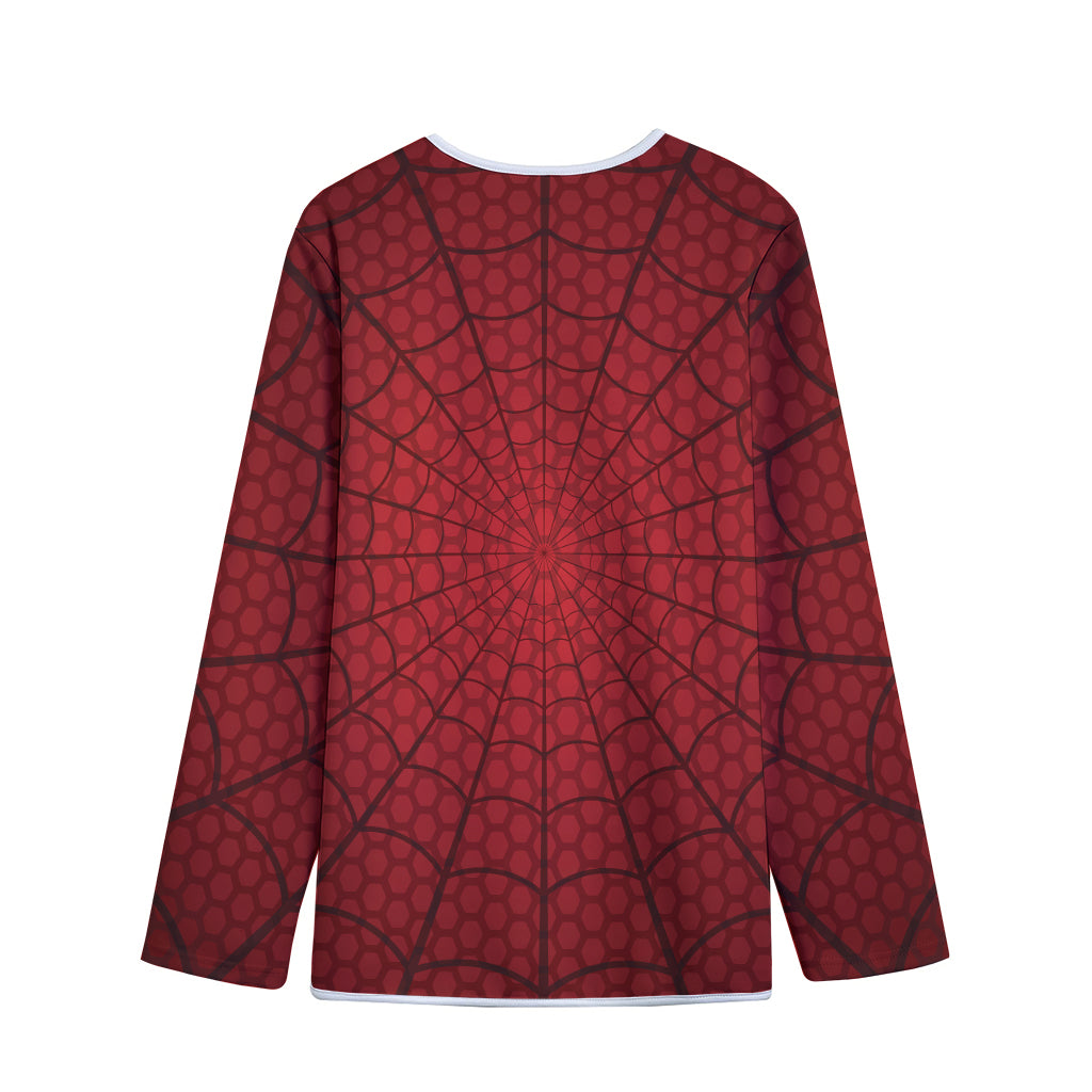 Red Spider Web Print Long Sleeve Short Coat