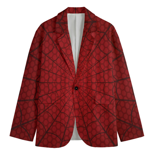 Red Spider Web Print Men's Blazer