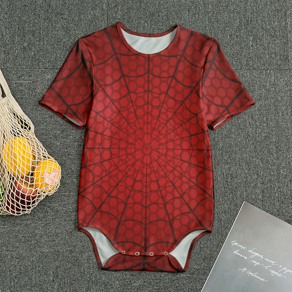 Red Spider Web Print Men's Bodysuit
