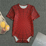 Red Spider Web Print Men's Bodysuit