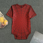 Red Spider Web Print Men's Bodysuit