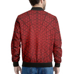 Red Spider Web Print Men's Bomber Jacket