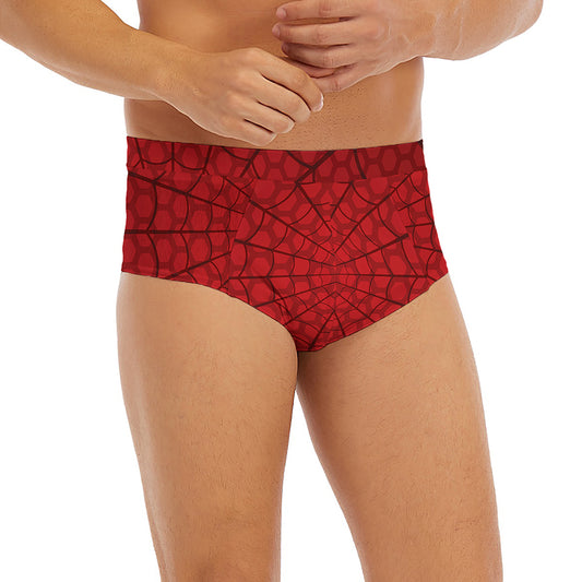 Red Spider Web Print Men's Briefs
