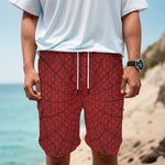 Red Spider Web Print Men's Cargo Shorts