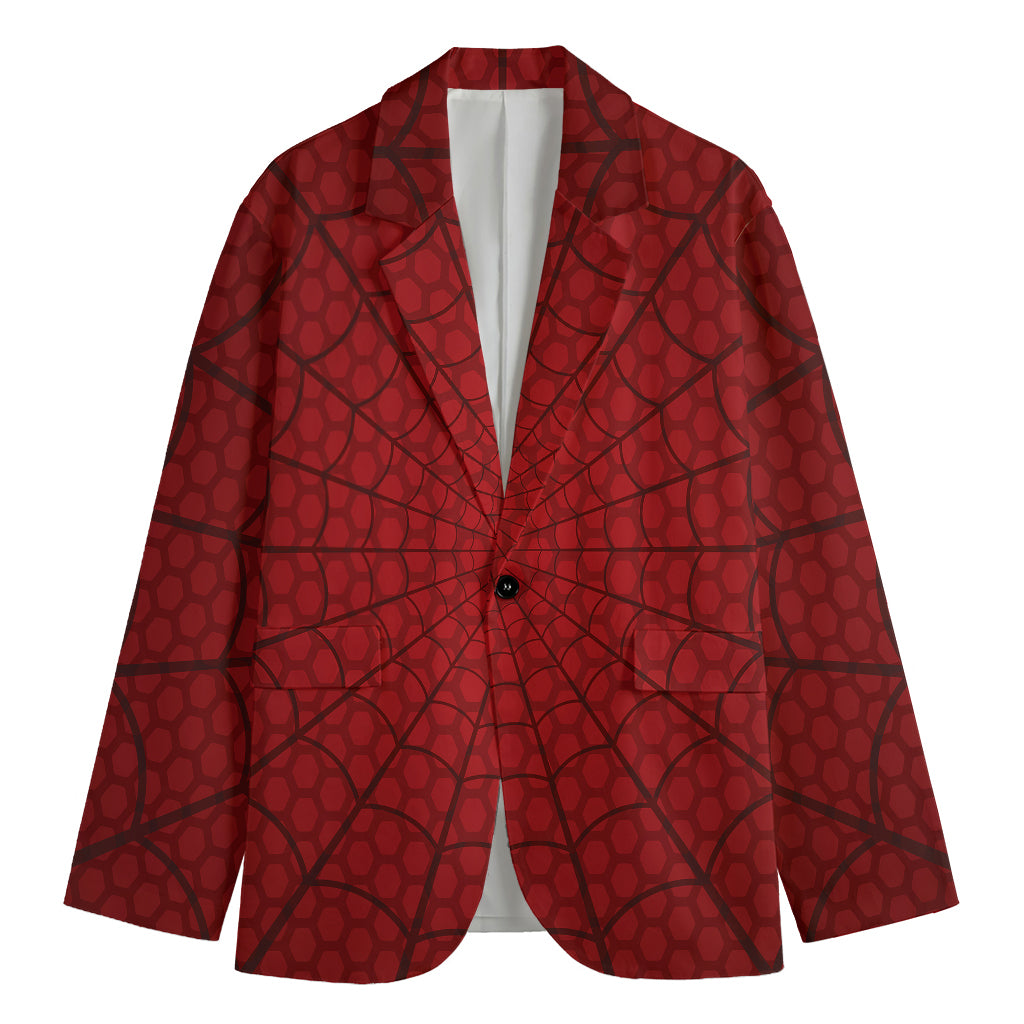 Red Spider Web Print Men's Cotton Blazer