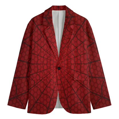 Red Spider Web Print Men's Cotton Blazer