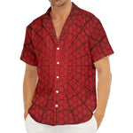Red Spider Web Print Men's Deep V-Neck Shirt