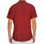 Red Spider Web Print Men's Deep V-Neck Shirt