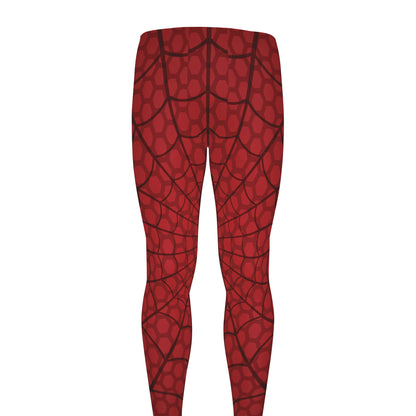 Red Spider Web Print Men's leggings