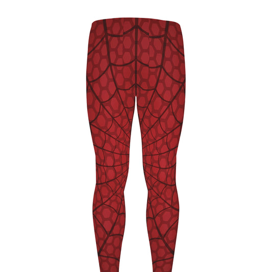 Red Spider Web Print Men's leggings