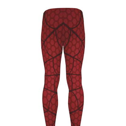 Red Spider Web Print Men's leggings