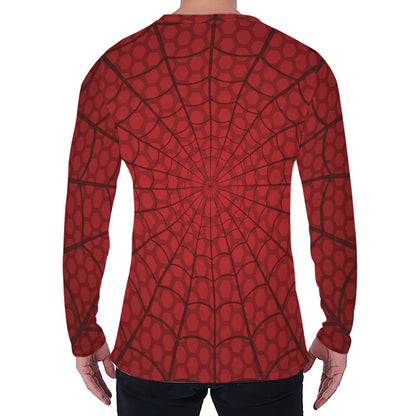 Red Spider Web Print Men's Long Sleeve T-Shirt