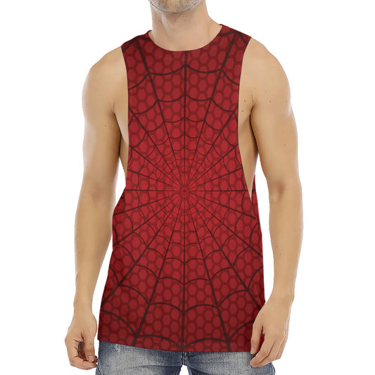 Red Spider Web Print Men's Muscle Tank Top