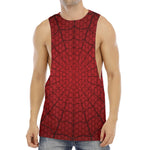 Red Spider Web Print Men's Muscle Tank Top