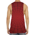 Red Spider Web Print Men's Muscle Tank Top