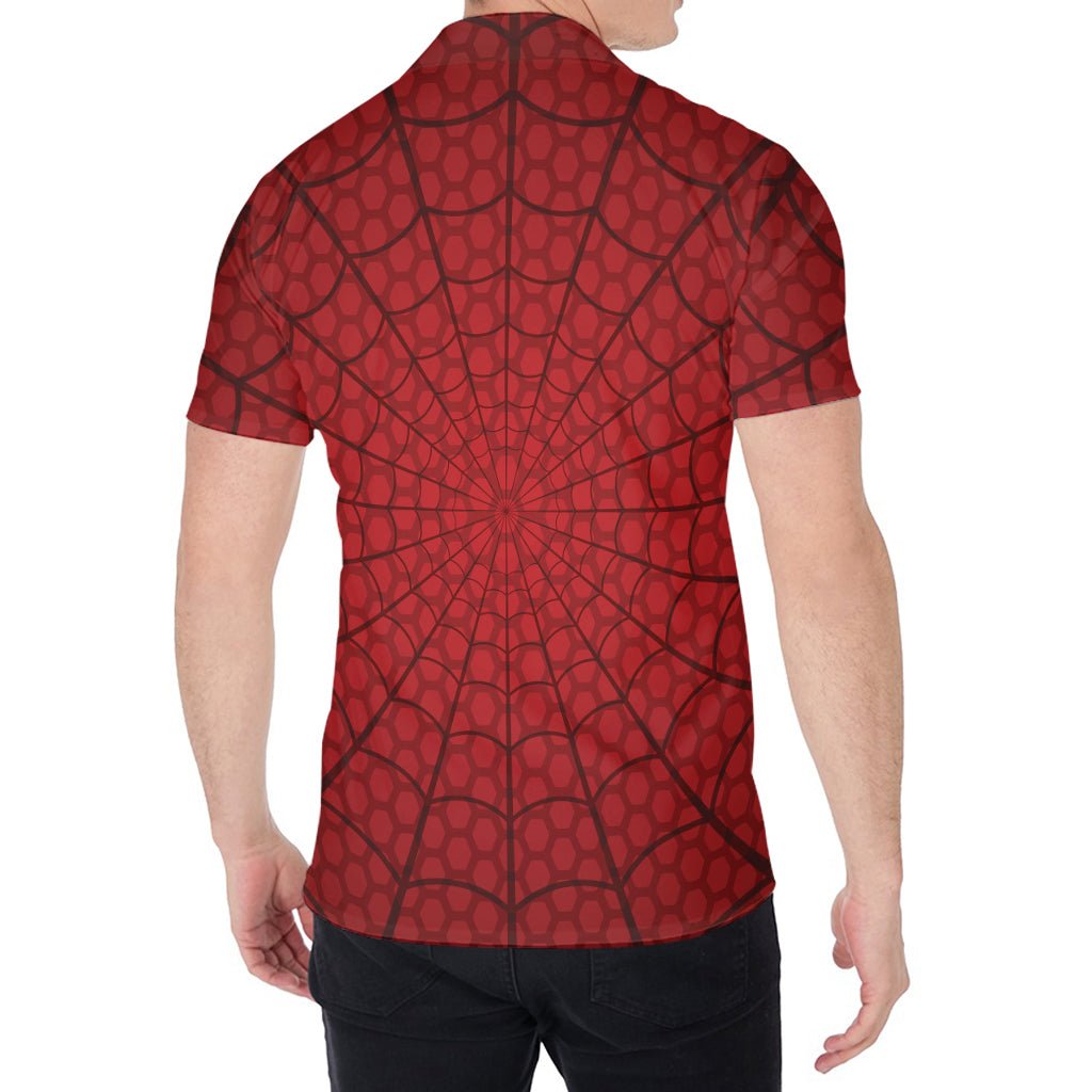 Red Spider Web Print Men's Shirt