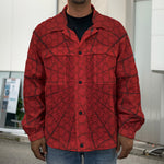 Red Spider Web Print Men's Shirt Jacket