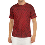 Red Spider Web Print Men's Short Sleeve Rash Guard