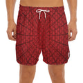 Red Spider Web Print Men's Split Running Shorts